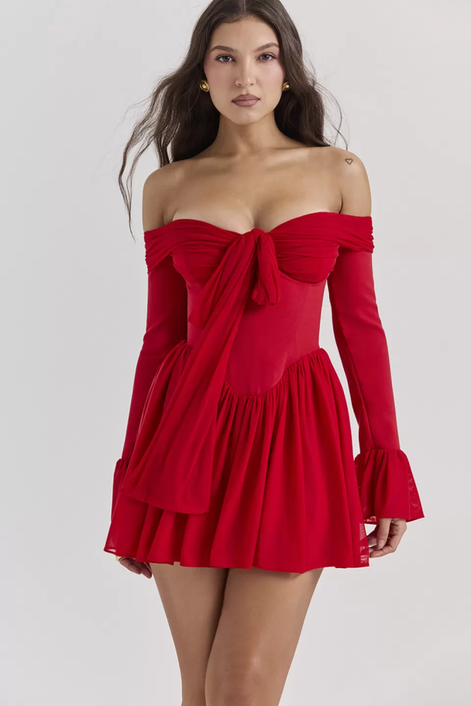 House of CB 'Alana' Scarlet Off Shoulder Dress Online