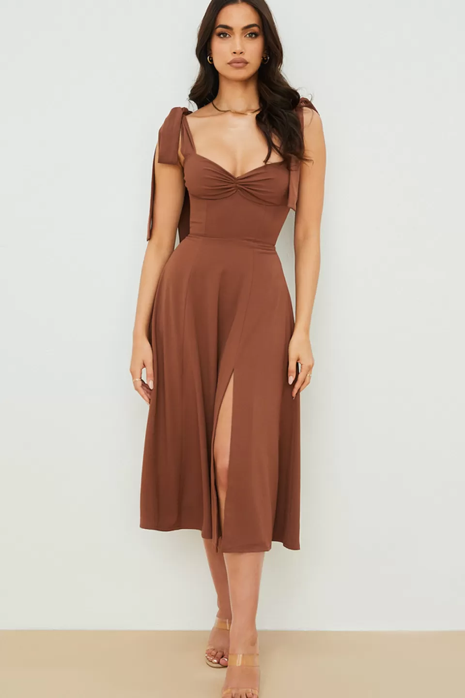 House of CB 'Alicia' Cocoa Midi Sundress Clearance