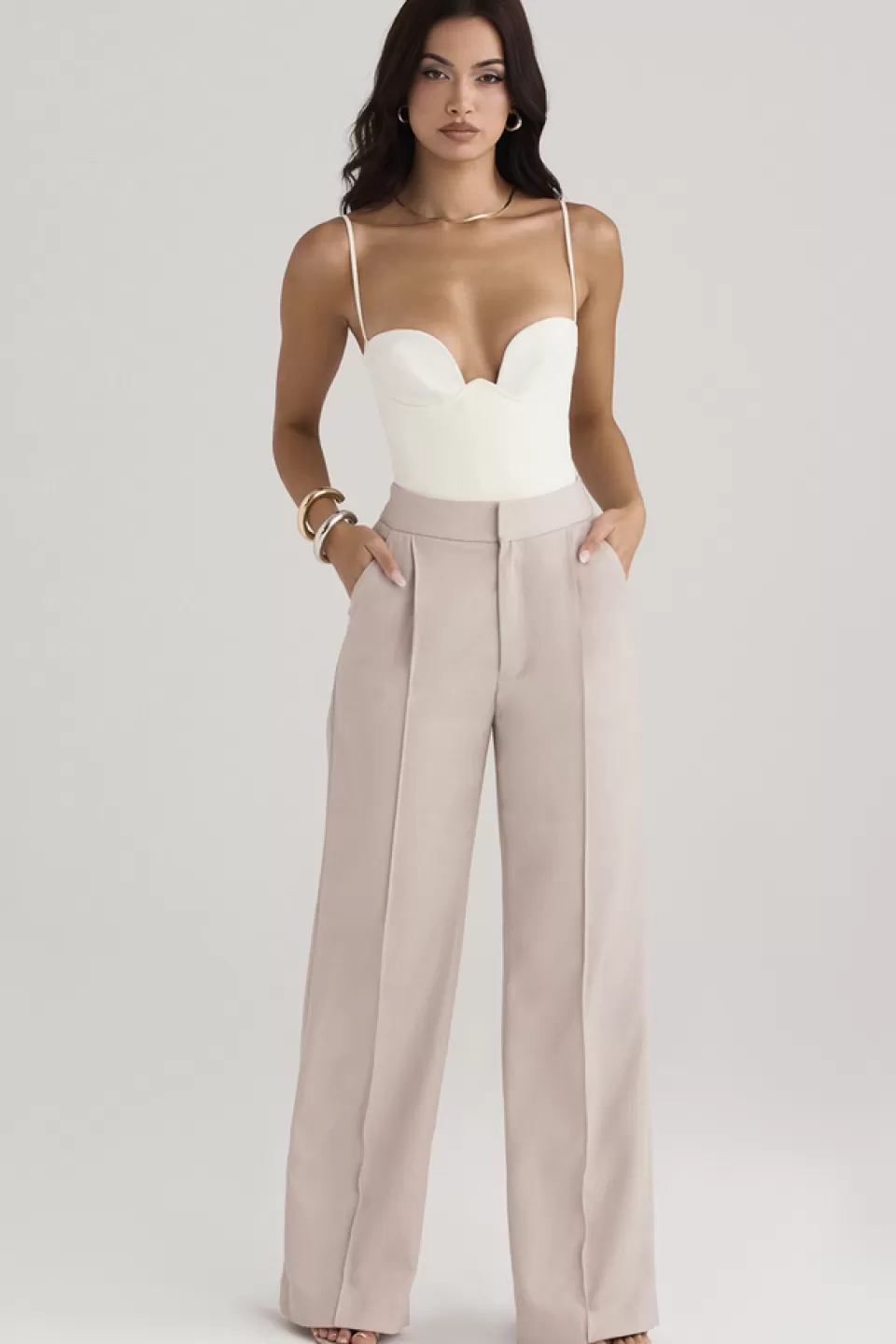 House of CB 'Alivia' Beige Loose Fit Trousers Store