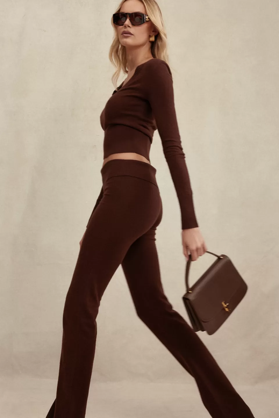 House of CB 'Ama' Chocolate Cashmere Blend Trousers Flash Sale