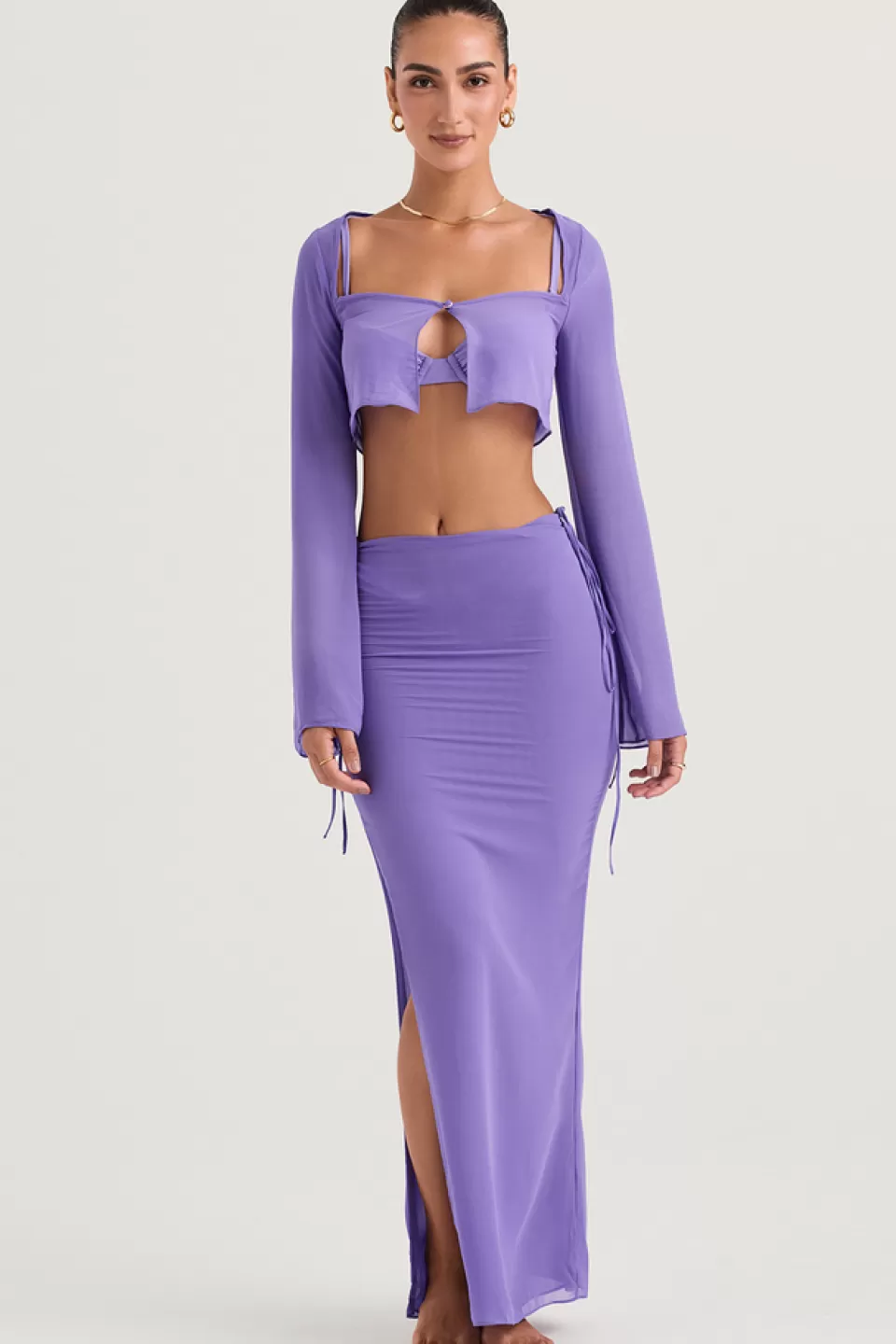 House of CB 'Amalfi' Violet Cutout Maxi Skirt Outlet