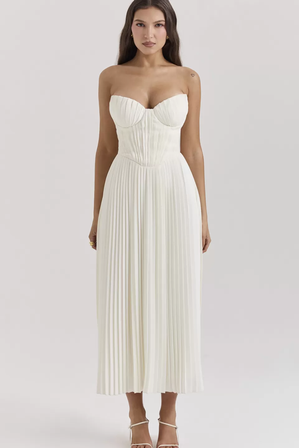 House of CB 'Amorata' Ivory Pleated Maxi Dress Outlet