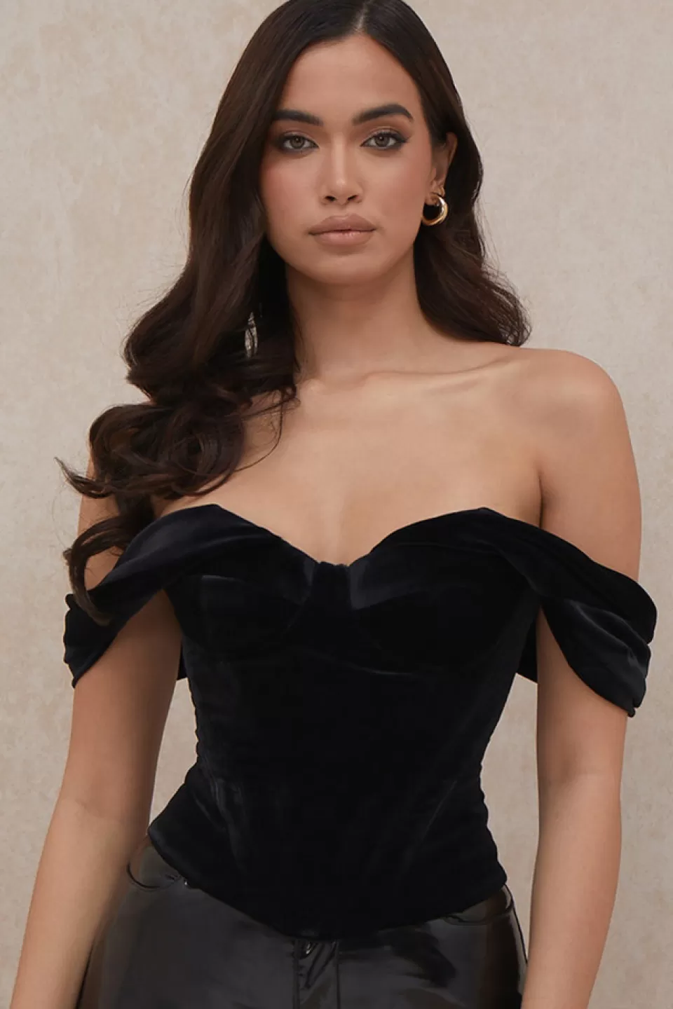 House of CB 'Angelica' Black Velvet Draped Corset Sale