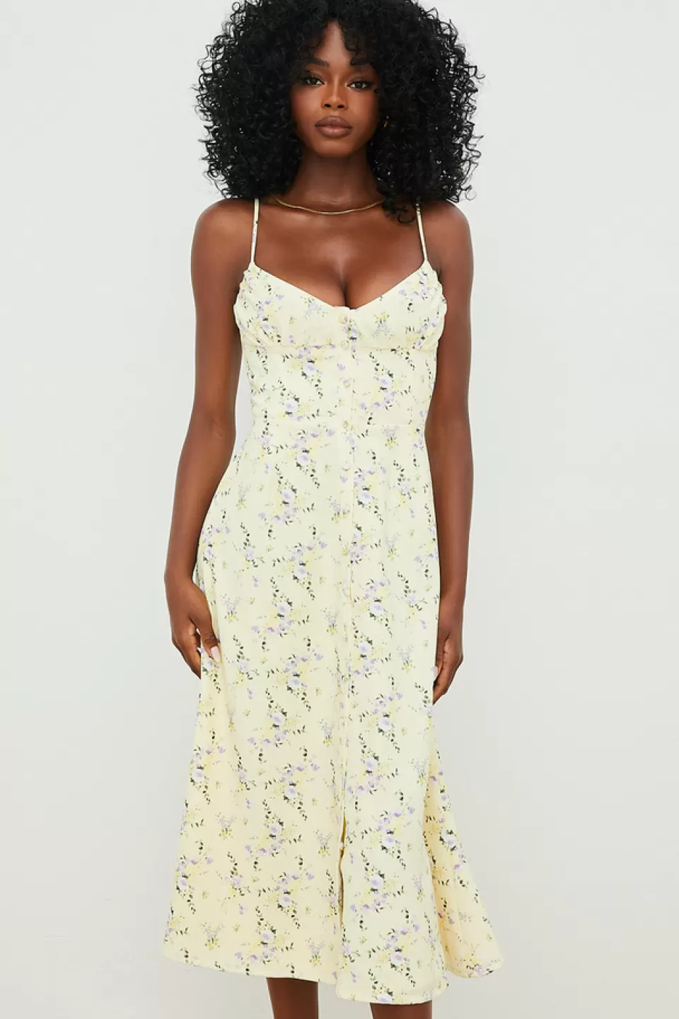 House of CB 'Annabella' Lemon Floral Midi Sun Dress Best