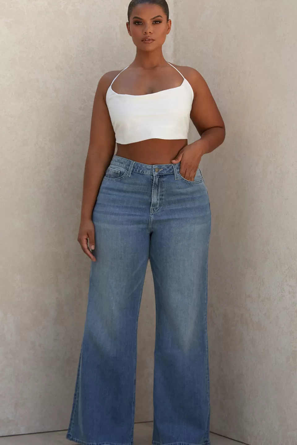 House of CB 'Antonia' High Waist Wide Leg Jeans Clearance