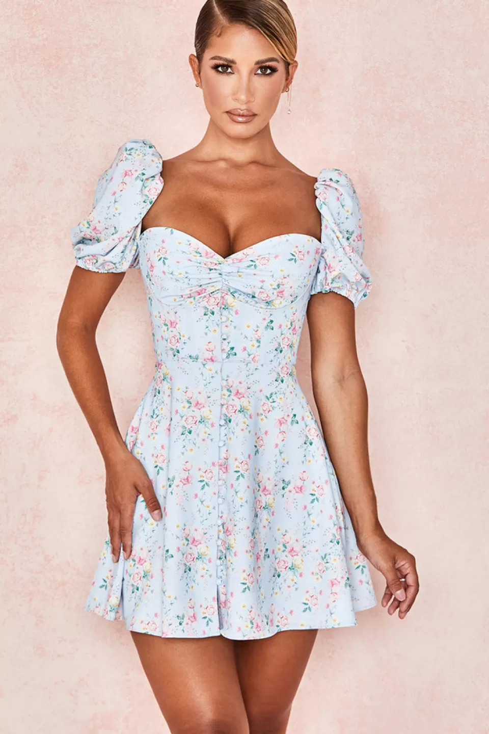 House of CB 'Aria' Blue Floral Mini SunDress Clearance