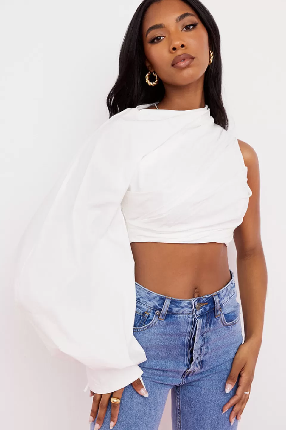 House of CB 'Arta' White Cotton Cropped Top Best