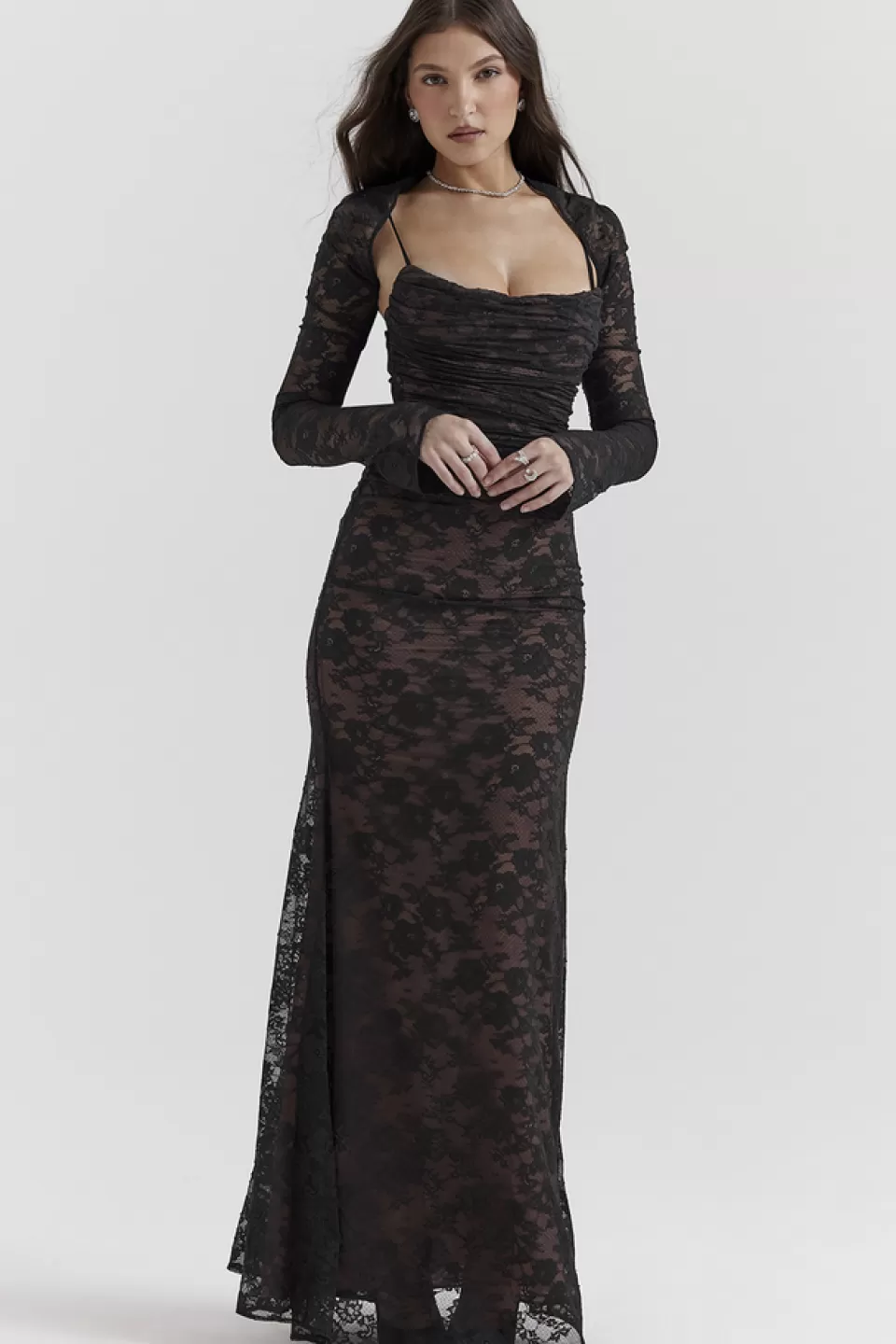 House of CB 'Artemis' Black Lace Maxi Dress Best