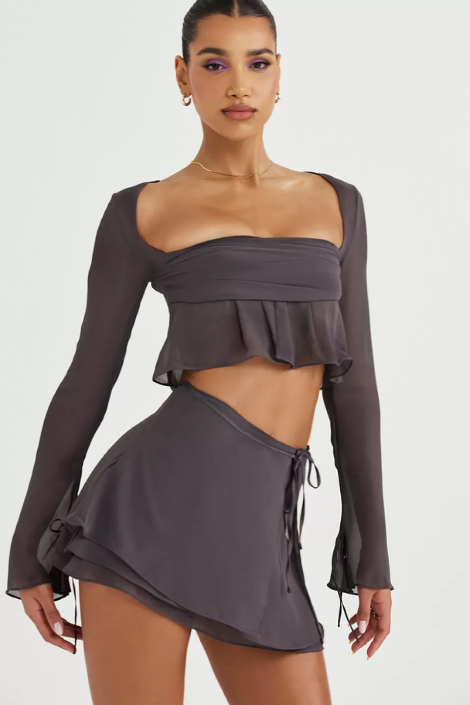 House of CB 'Athena' Shadow Long Sleeve Floaty Top Sale