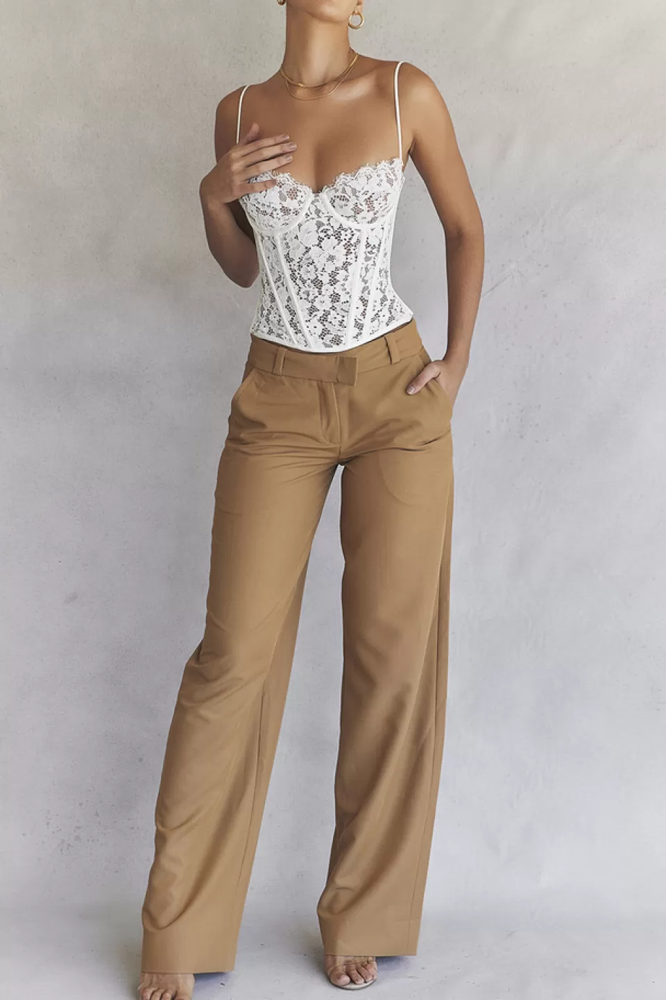 House of CB 'Cameron' Caramel Relaxed Tailored Trousers Sale