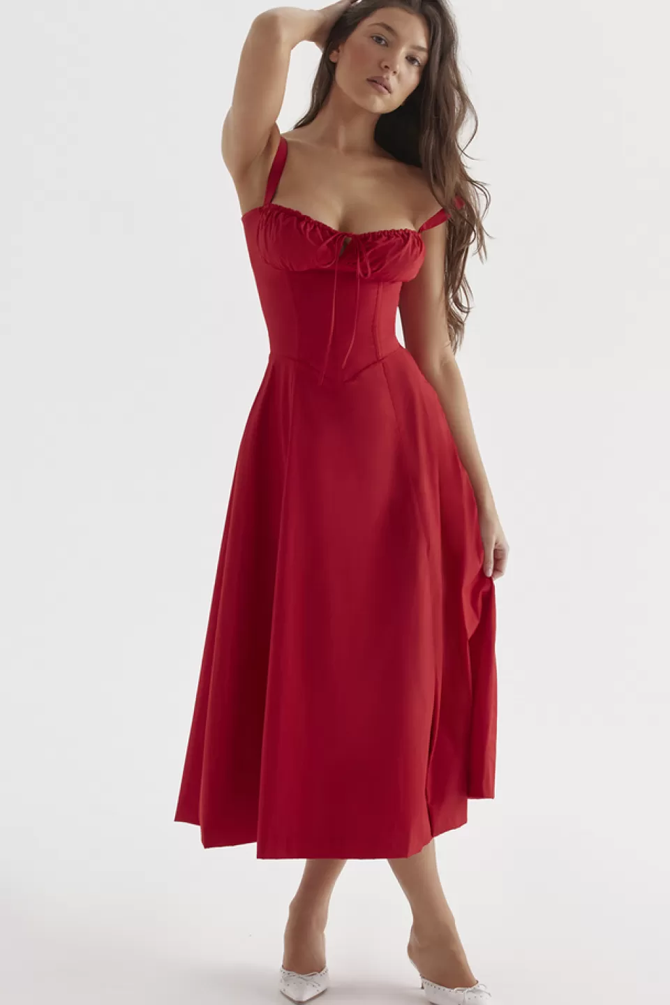 House of CB 'Carmen' Red Rose Bustier Sundress Flash Sale