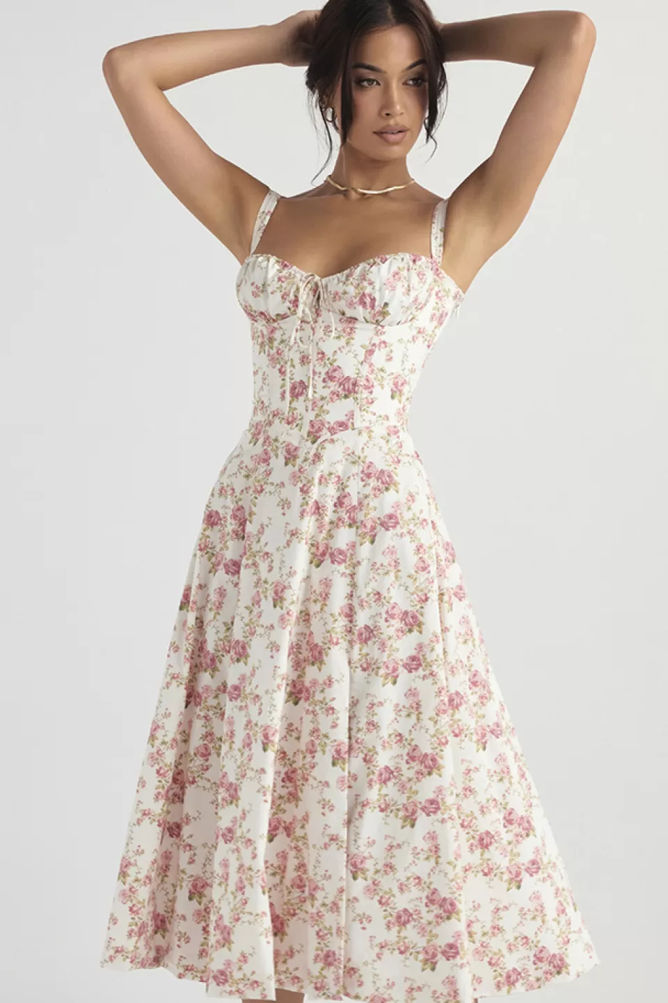 House of CB 'Carmen' Rose Print Bustier Sundress Flash Sale