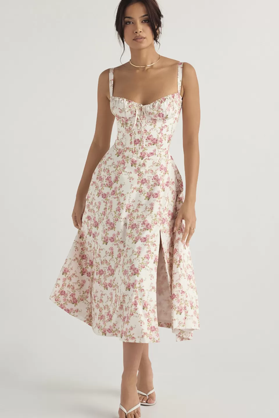 House of CB 'Carmen' Rose Print Bustier Sundress Flash Sale