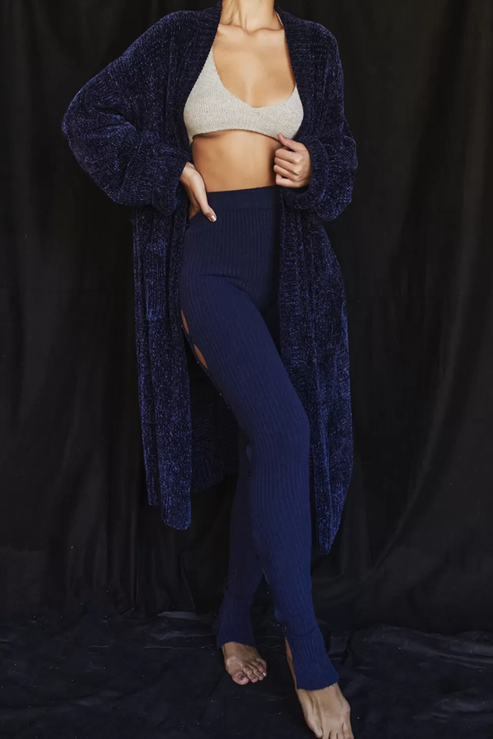 House of CB 'Celine' Navy Chenille Slouchy Cardigan Sale