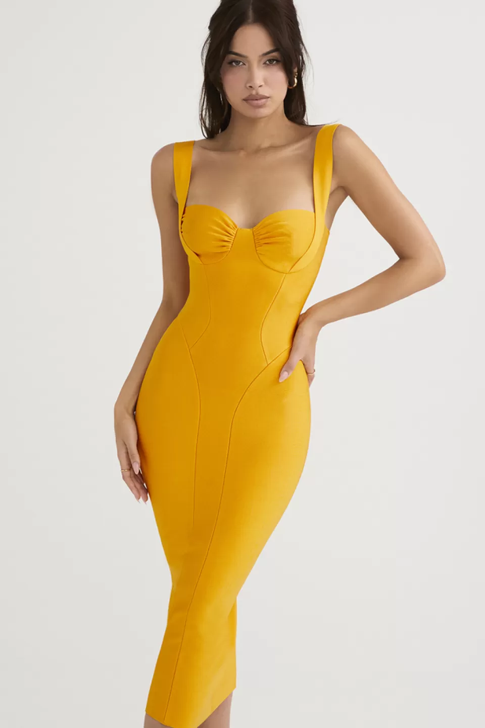 House of CB 'Charlene' Tangerine Bandage Midi Dress Shop