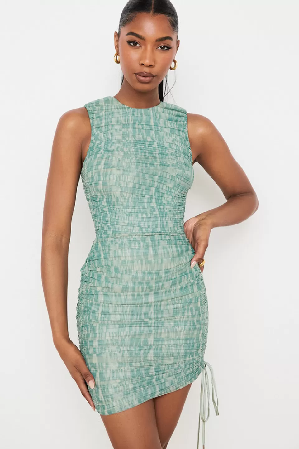 House of CB 'Chelsea' Ivy Ruched Mesh Mini Dress Flash Sale