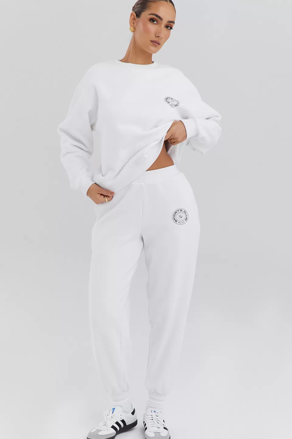 House of CB 'Coast' White Fleece Back Jogging Trousers Best Sale