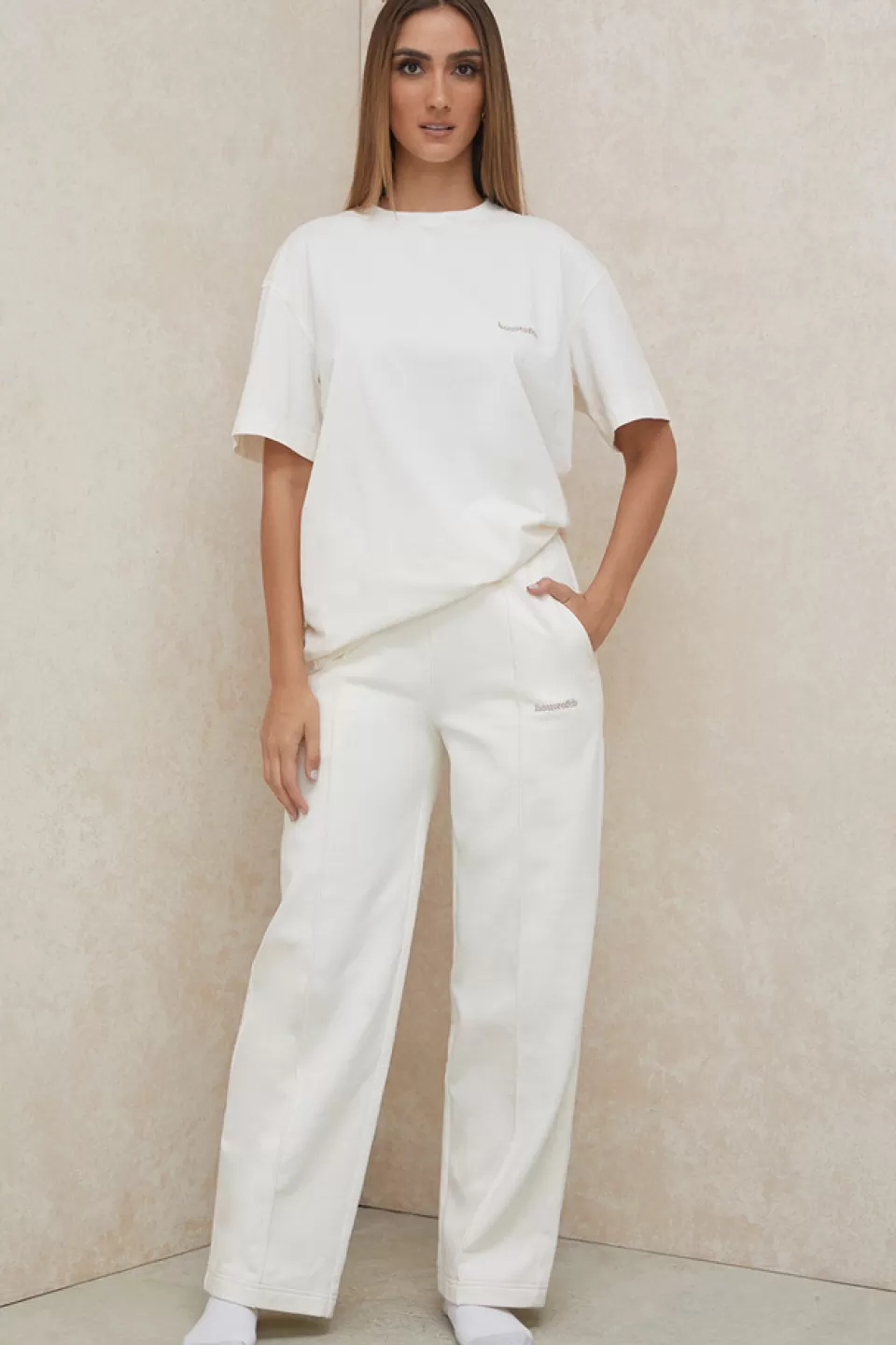 House of CB 'Dina' Off White Straight Leg Sweat Pants Fashion