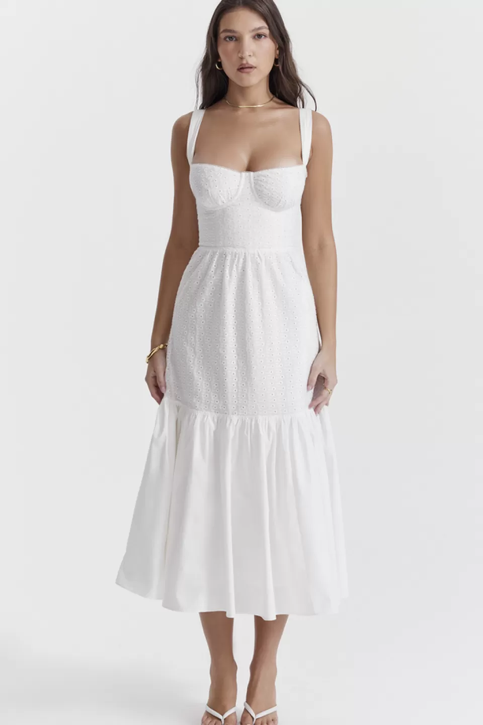 House of CB 'Elia' White Broderie Anglaise Midi Sundress Best