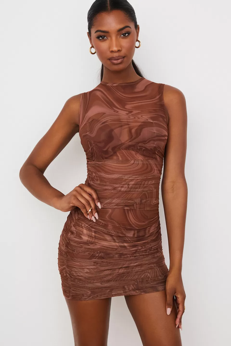 House of CB 'Elodie' Cocoa Swirl Gathered Beach Dress Sale