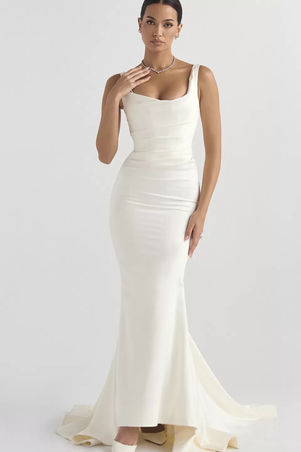 House of CB 'Emilie' Off White Satin Mermaid Bridal Gown New