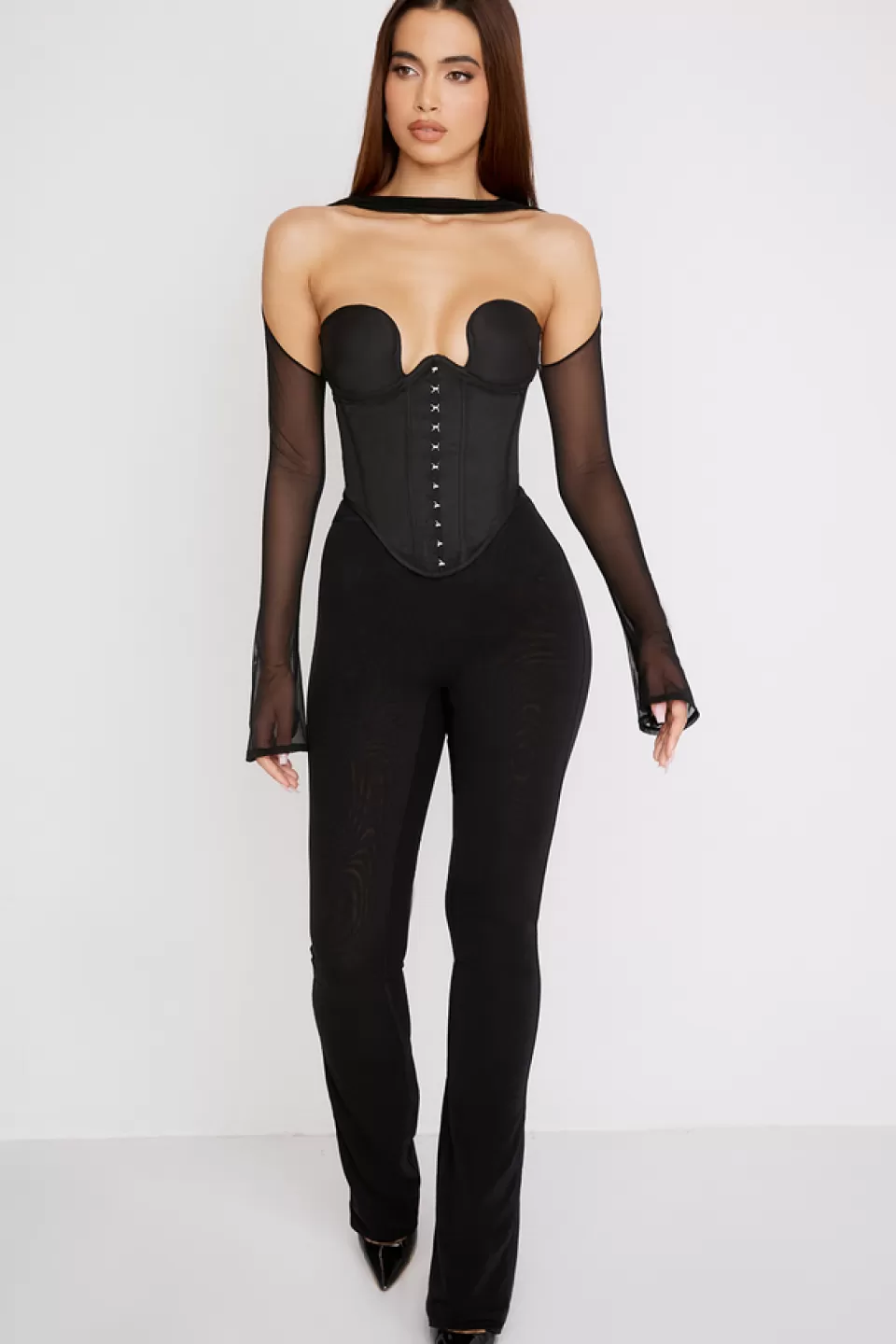 House of CB 'Erin' Black Mesh Trousers Best Sale