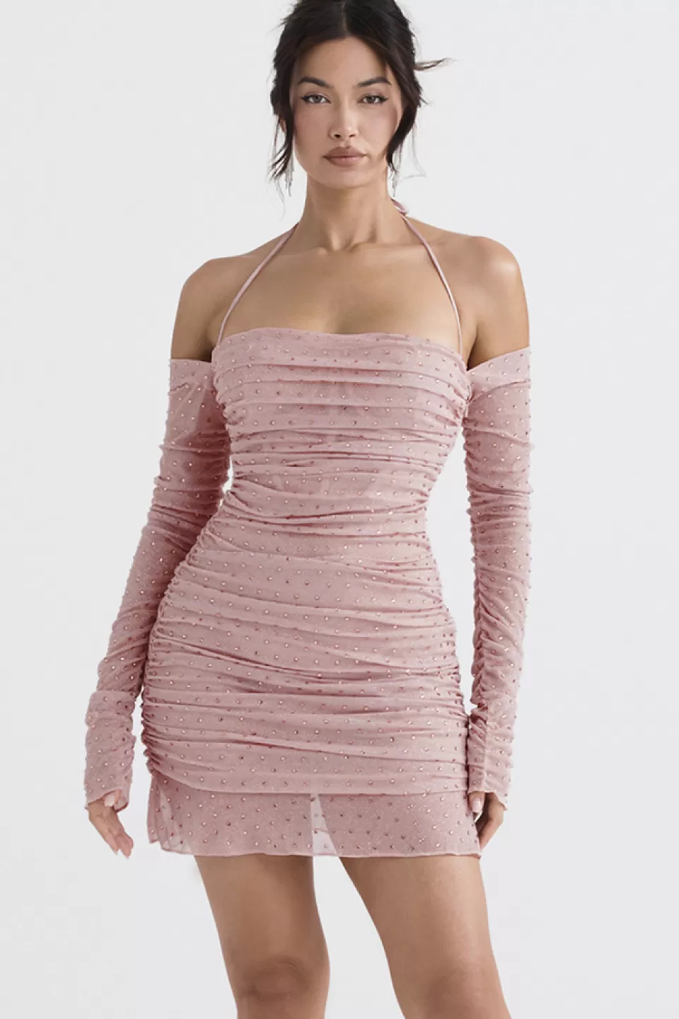 House of CB 'Estella' Soft Pink Crystallised Dress Discount