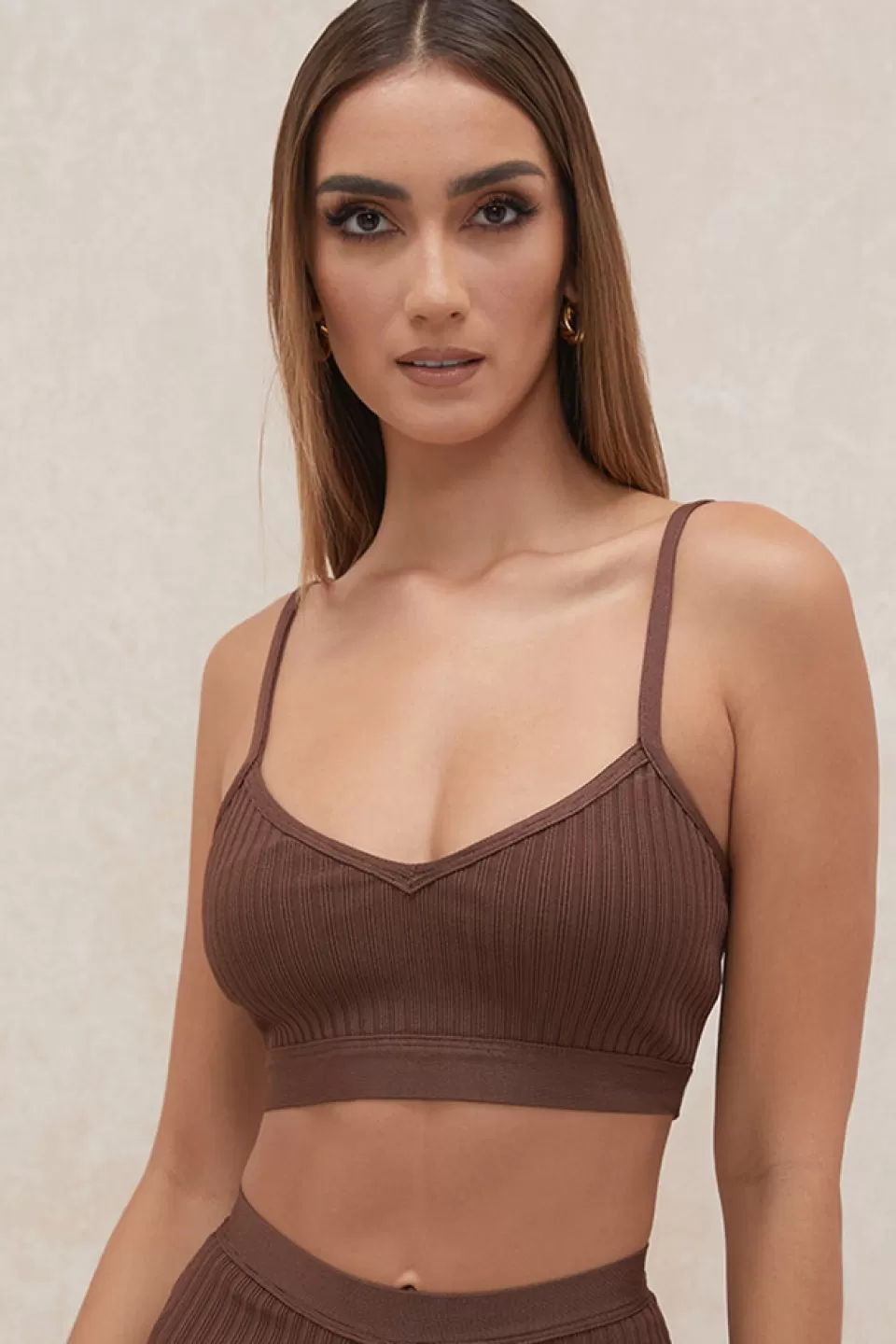 House of CB 'Evie' Chocolate Bandage Bralette Cheap