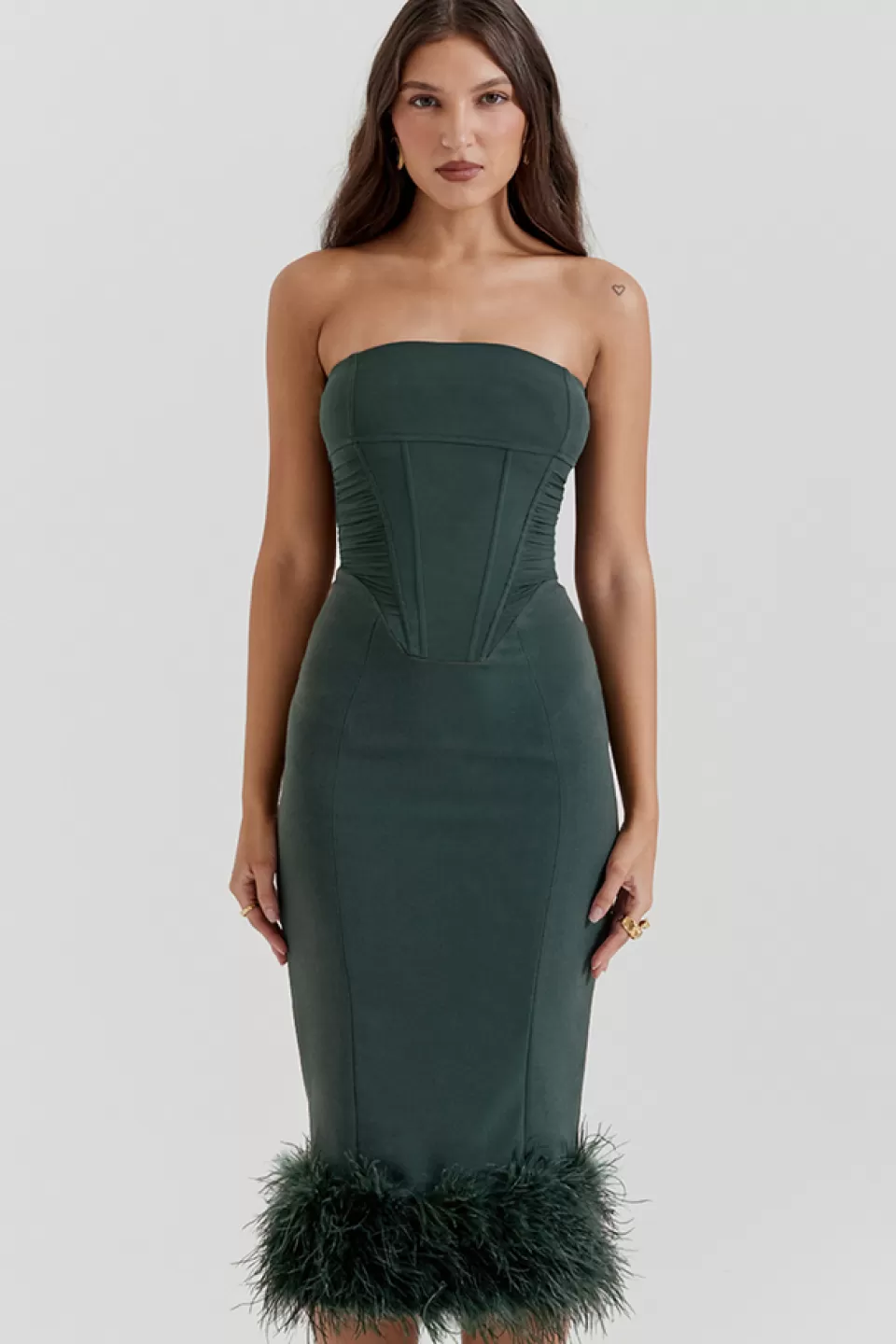 House of CB 'Fionula' Emerald Green Strapless Corset Dress New