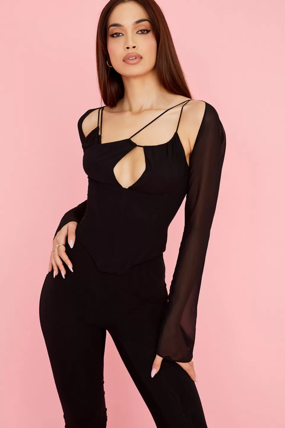 House of CB 'Florian' Black Chiffon Corset Sale