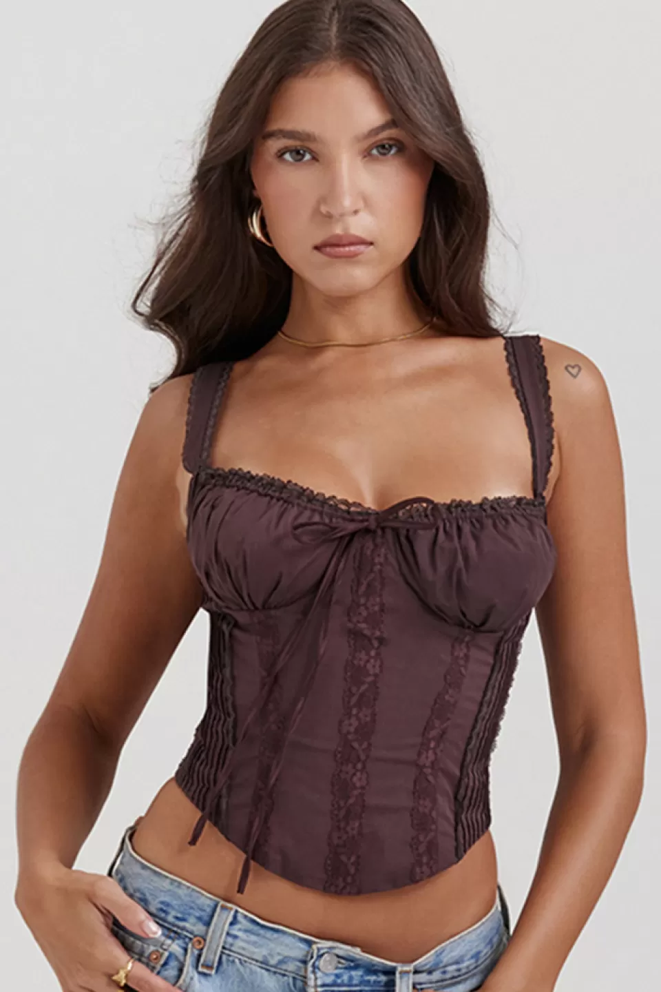 House of CB 'Gini' Rich Brown Lace Back Corset Store