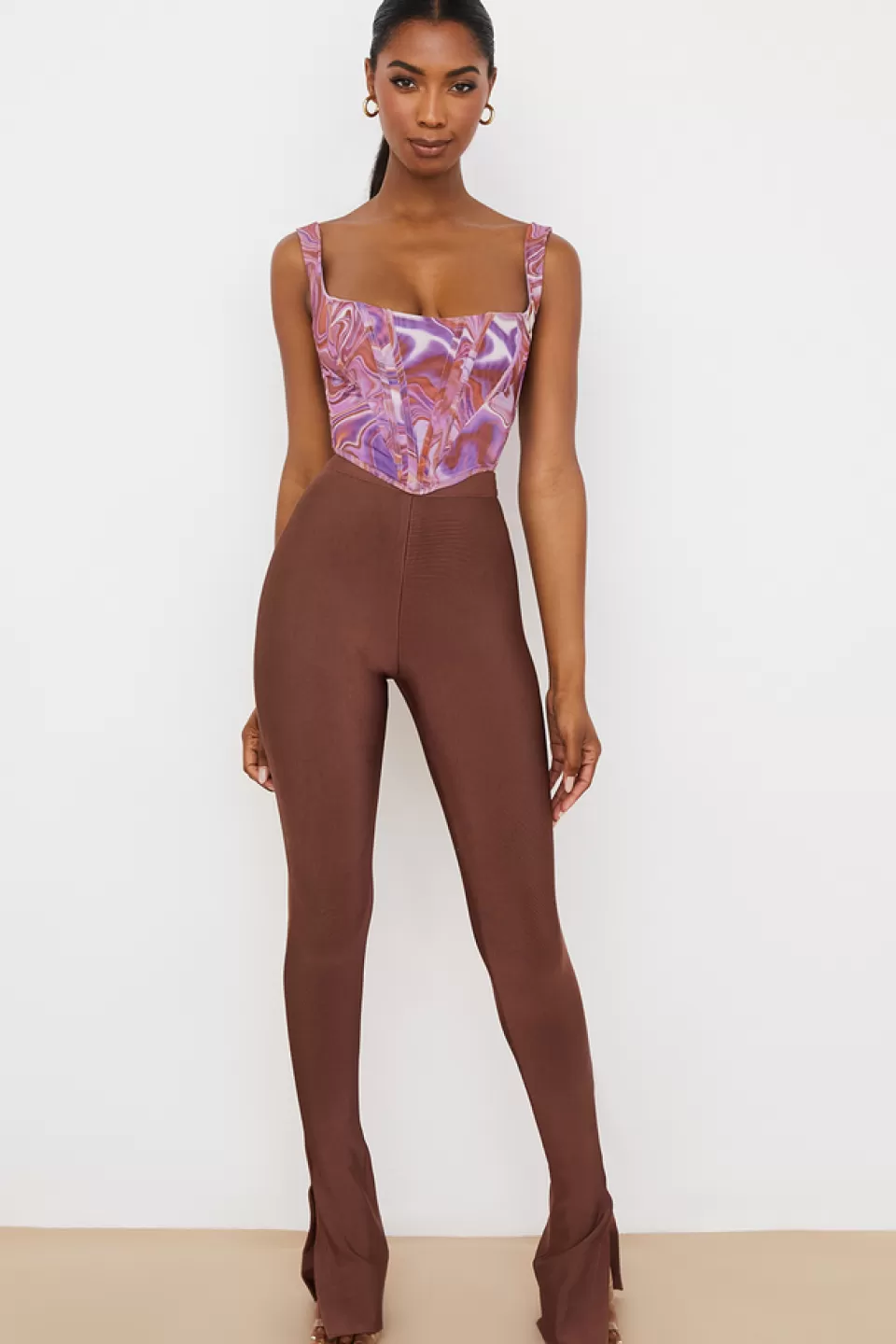 House of CB 'Gloriette' Chocolate High Waisted Bandage Trousers Sale