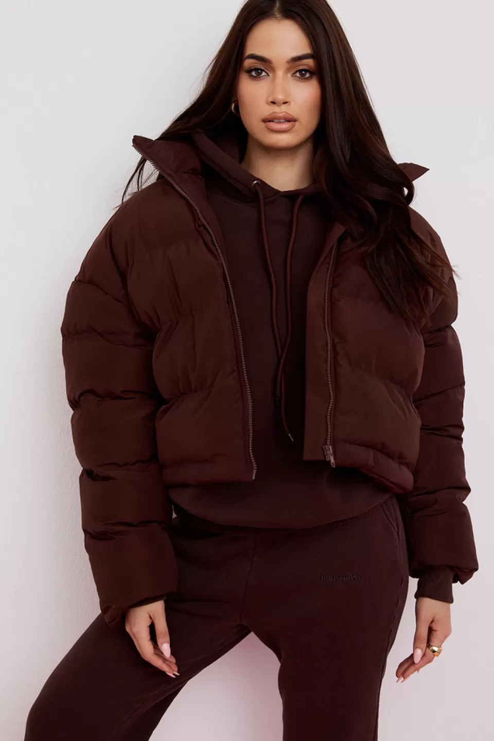 House of CB 'Hero' Chocolate Oversized C Shape Puffer Jacket Cheap