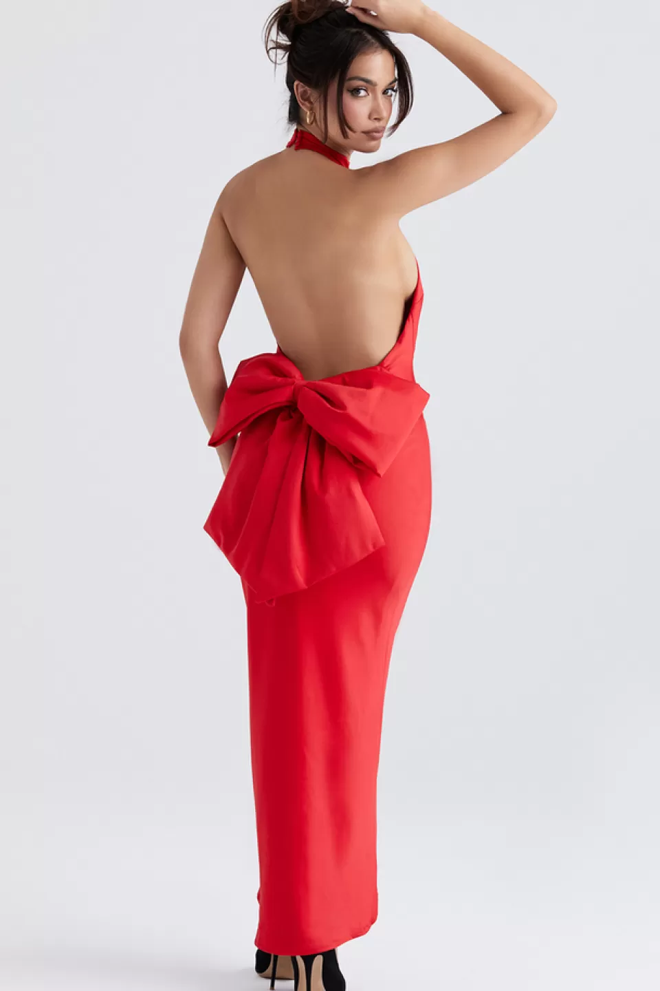 House of CB 'Ilaria' Red Bow Halter Dress Cheap