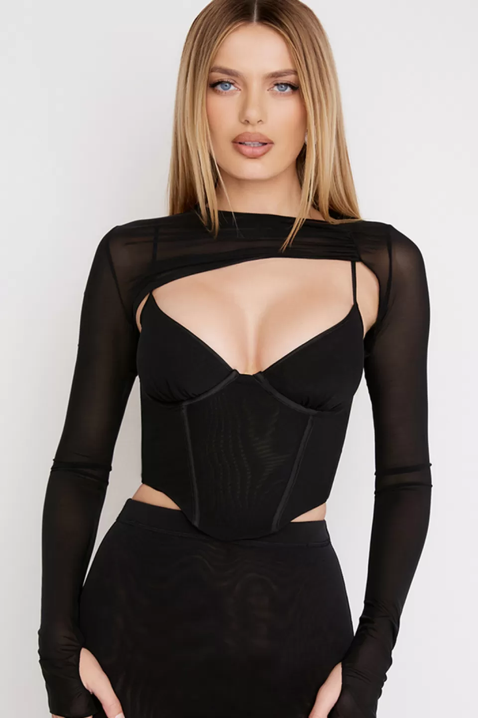 House of CB 'Isabel' Black Asymmetric Cutout Corset Hot