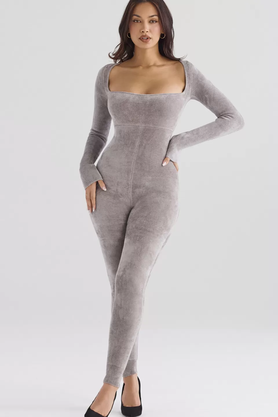 House of CB 'Isis' Mink Heavy Chenille Loungewear Jumpsuit Outlet