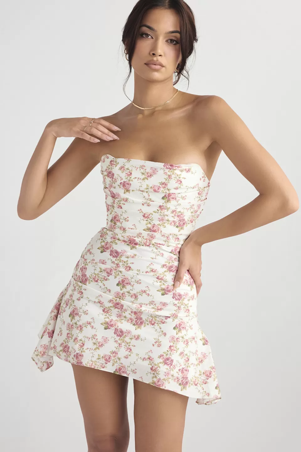 House of CB 'Jasmine' Rose Print Draped Corset Dress Store