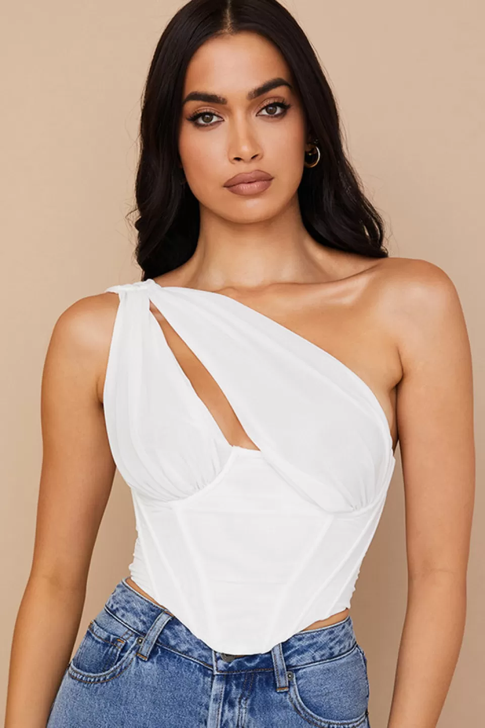 House of CB 'Jemima' White Mesh Cutout Corset Cheap