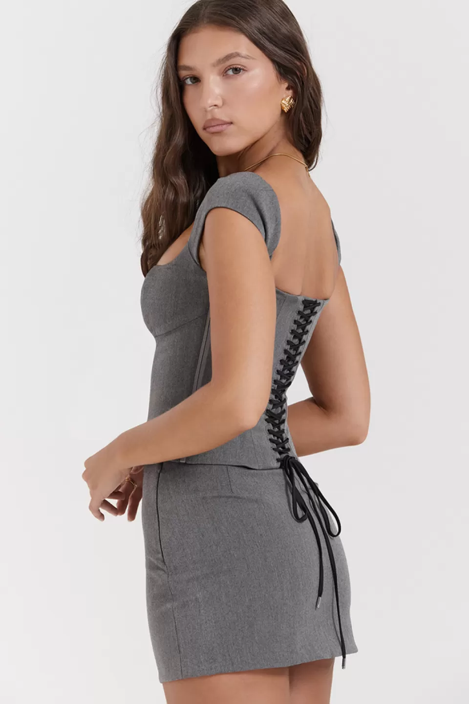 House of CB 'Jessamine' Grey A-Line Mini Skirt Flash Sale