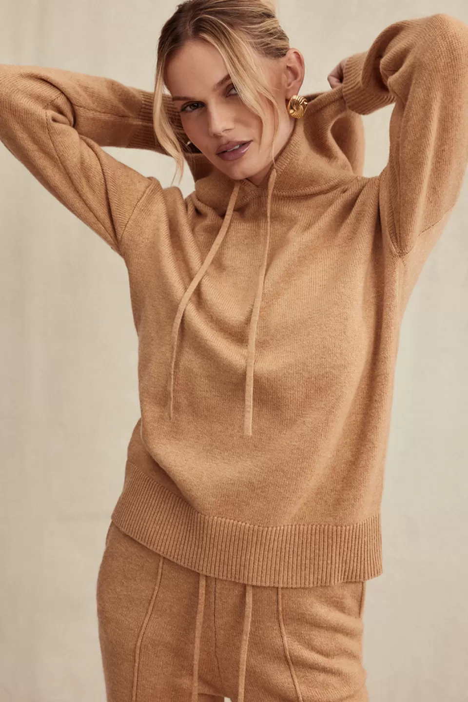 House of CB 'Jionni' Camel Cashmere Blend Hoodie Sale