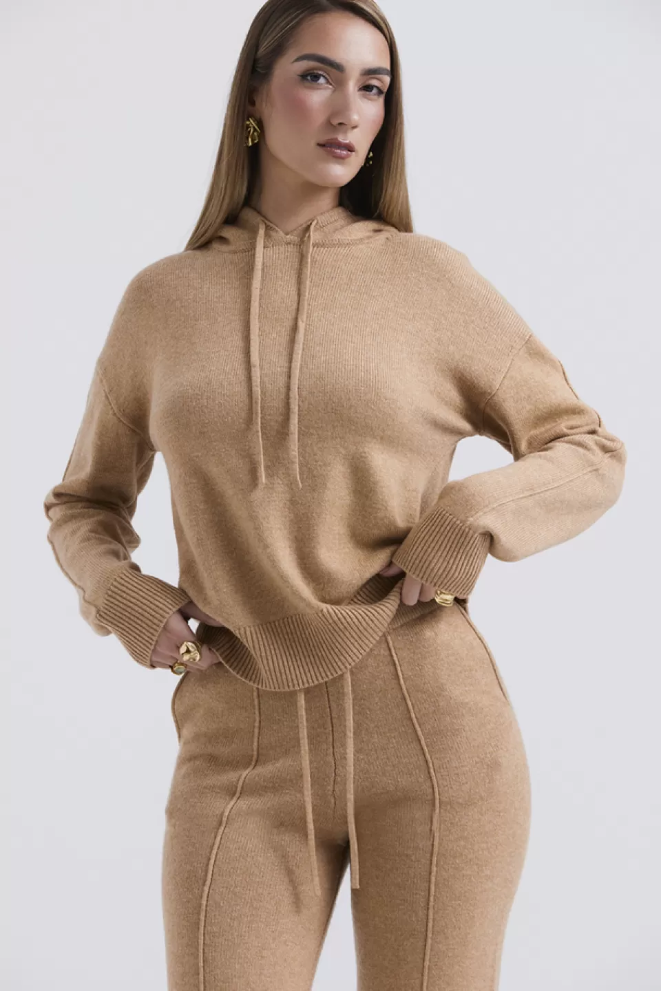 House of CB 'Jionni' Camel Cashmere Blend Hoodie Sale