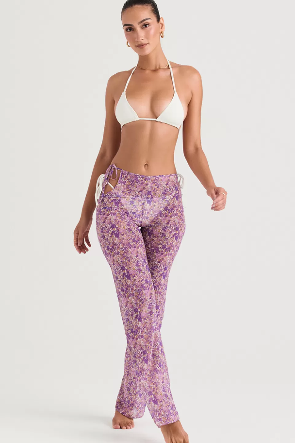 House of CB 'Keala' Violet Floral Cutout Trousers Store