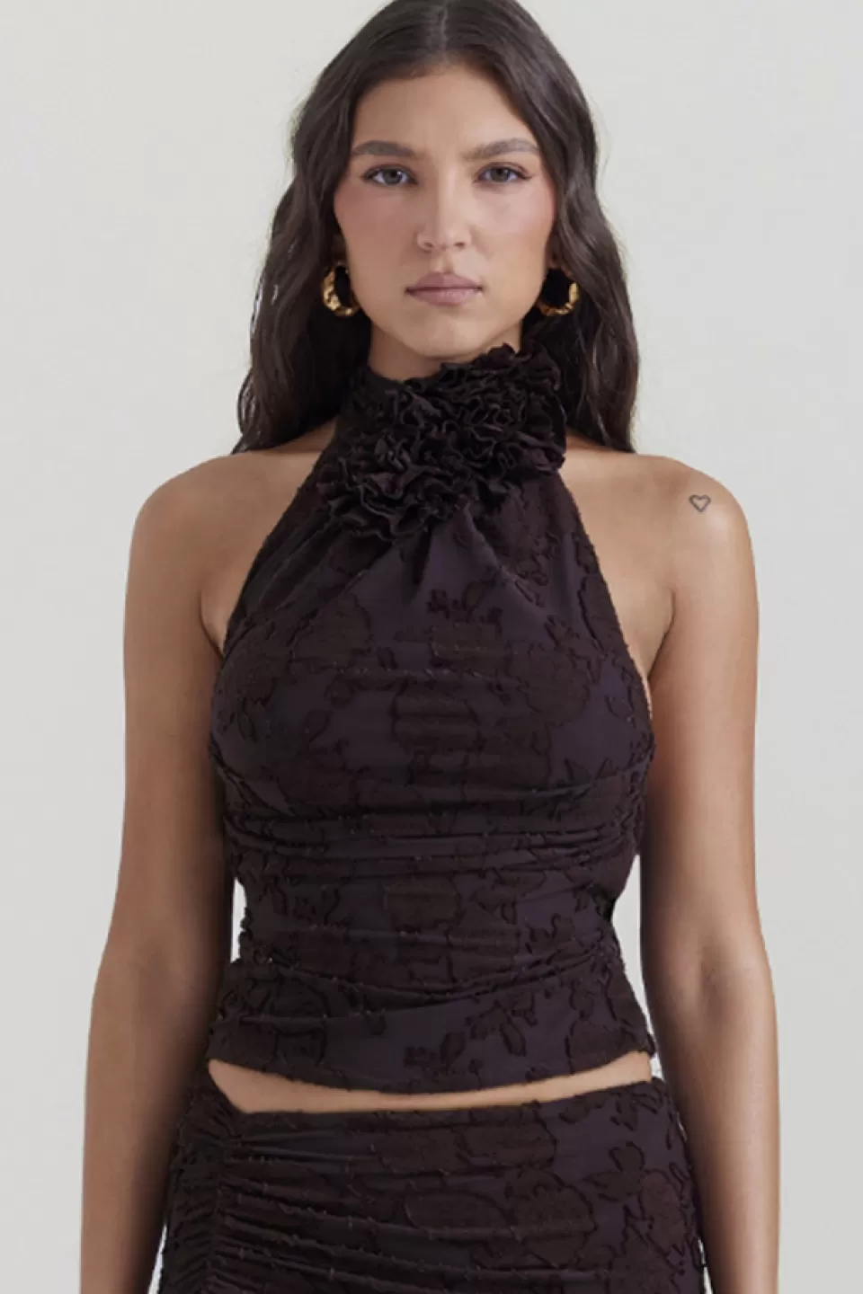 House of CB 'Kyra' Cocoa Halter Top Hot