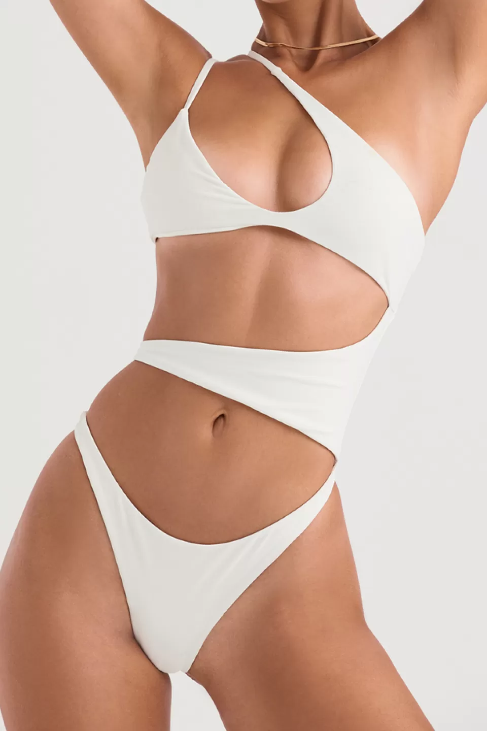 House of CB 'Lafayette' Ivory Asymmetric Cutout Swimsuit Discount