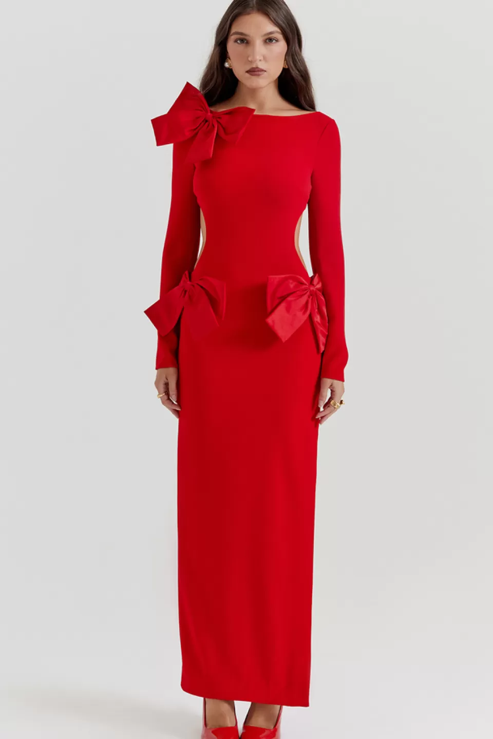 House of CB 'Lavele' Red Bow Maxi Dress Outlet