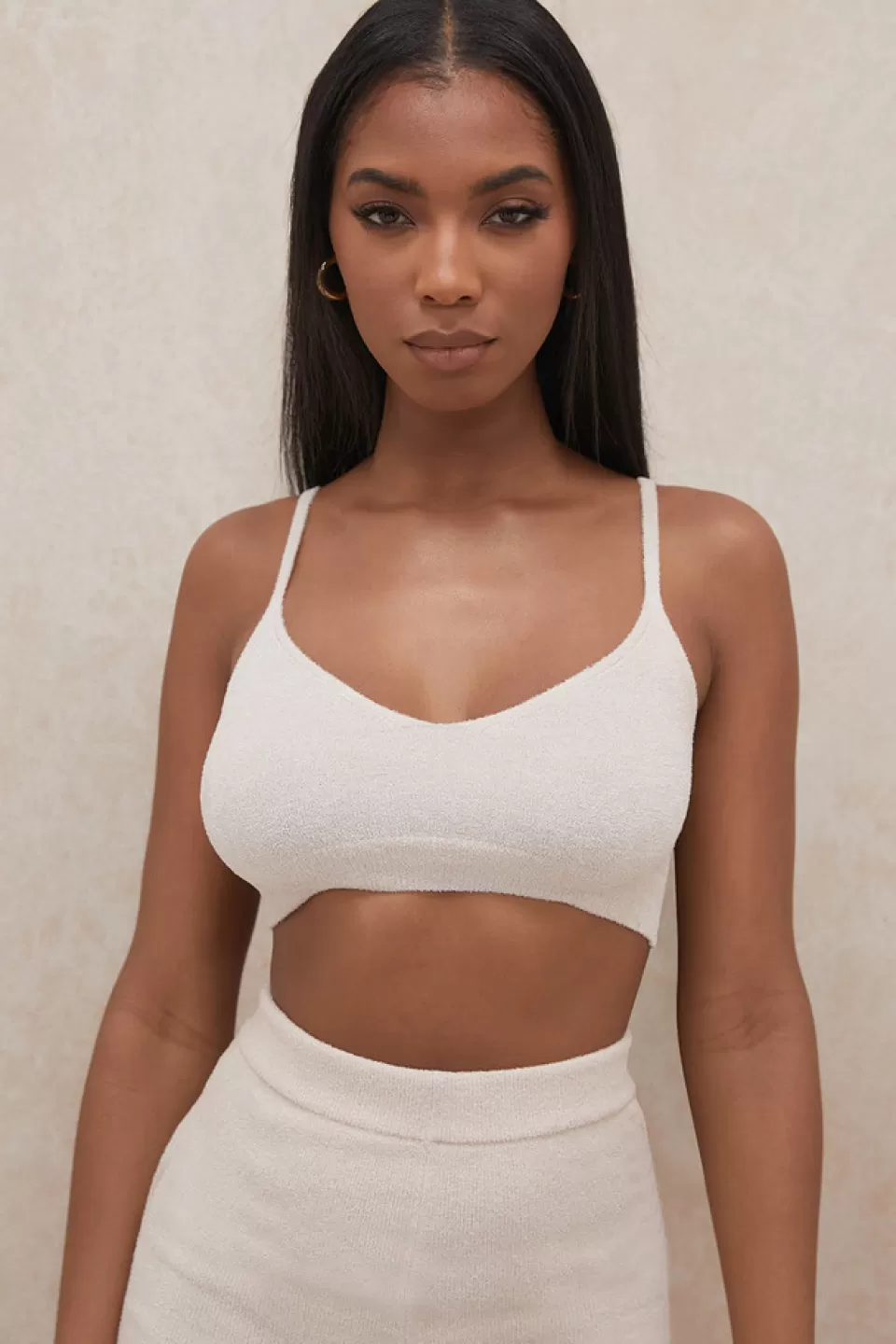 House of CB 'Lorna' Cream Fluffy Knit Crop Top Shop