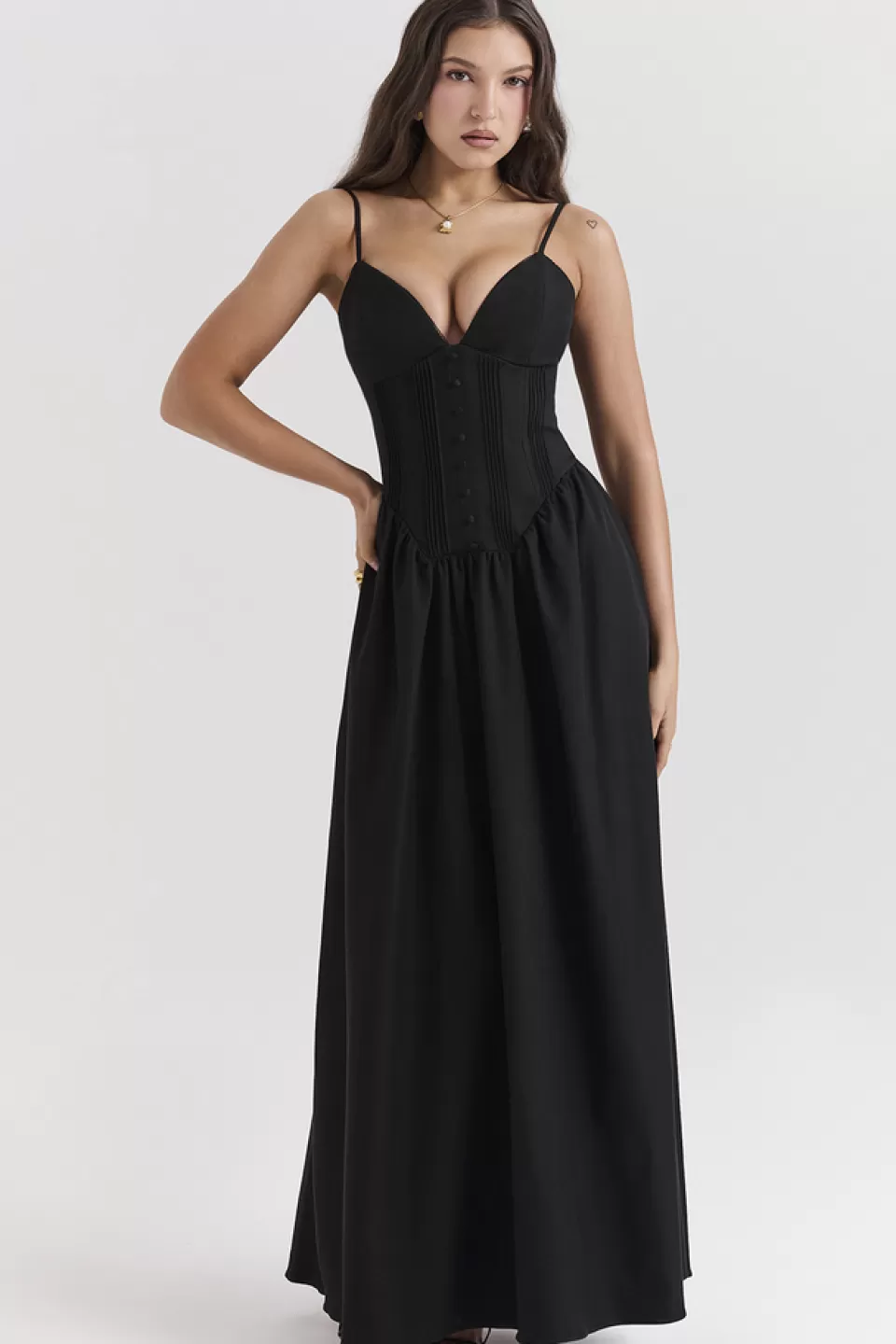 House of CB 'Lova' Black Corset Maxi Dress Hot