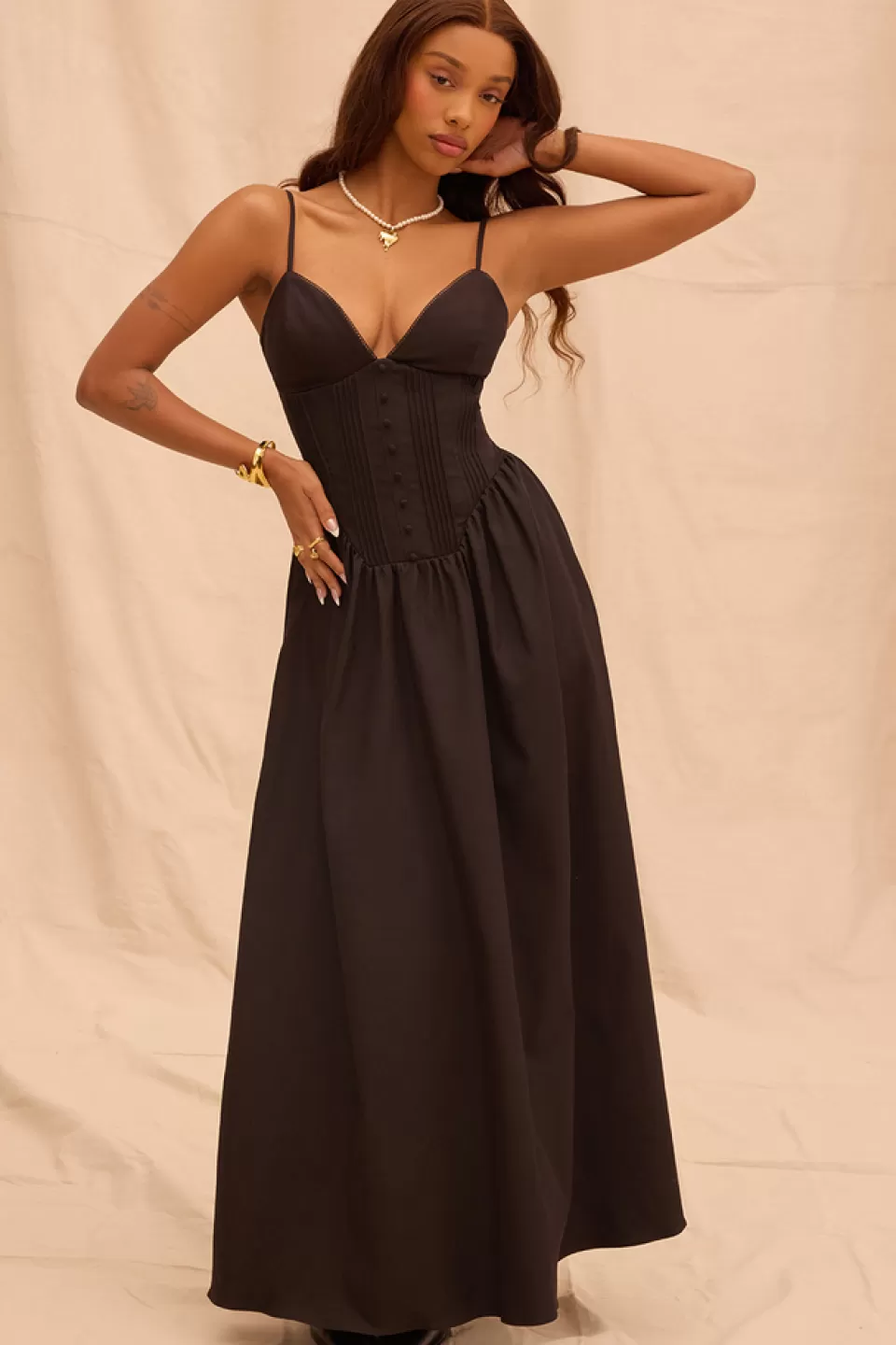 House of CB 'Lova' Black Corset Maxi Dress Hot