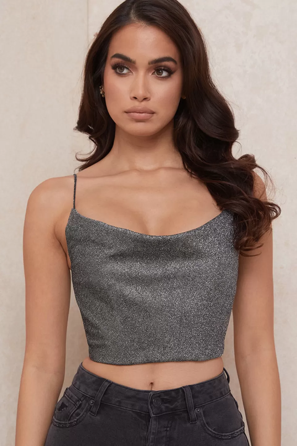 House of CB 'Lulia' Silver Crop Top Best