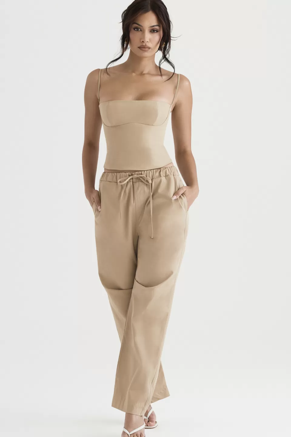 House of CB 'Luna' Camel Cargo Trousers Online